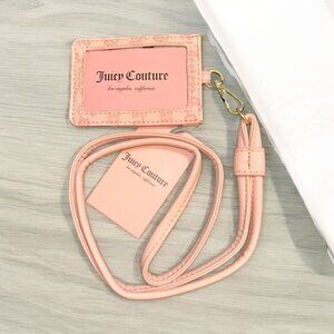 Juicy Couture Lanyard Womens 4x3 White Macoon Logo Shout It Out ID Badge Holder